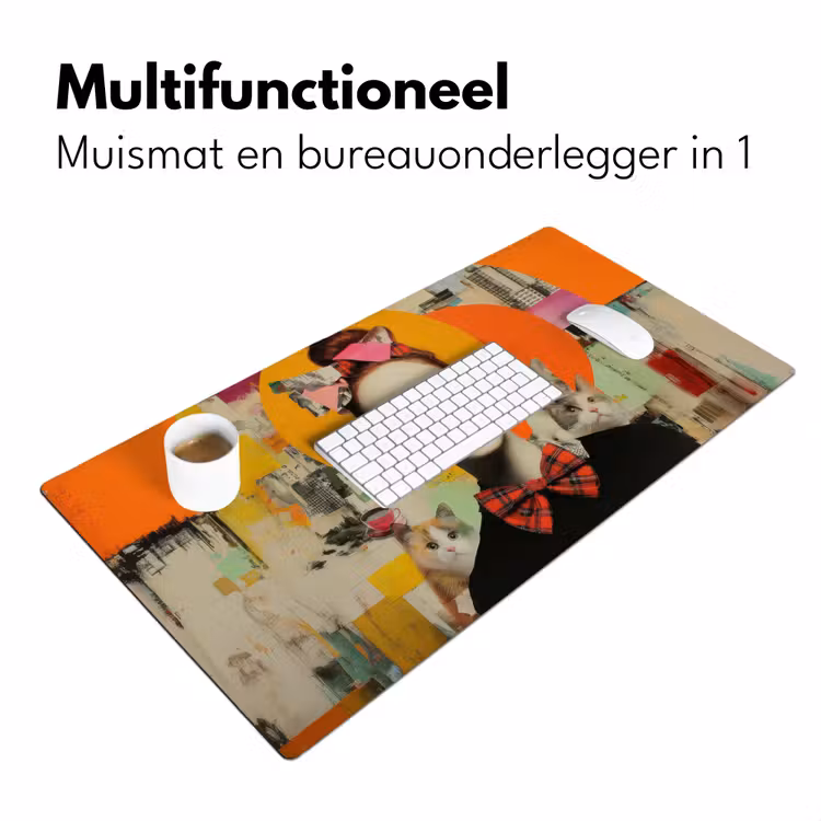 Vrouw - Bril - Strik - Retro Muismat XXL klein -sfeer4