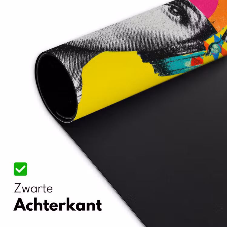 Vrouw - Koptelefoon - Geel Muismat XXL klein -sfeer2