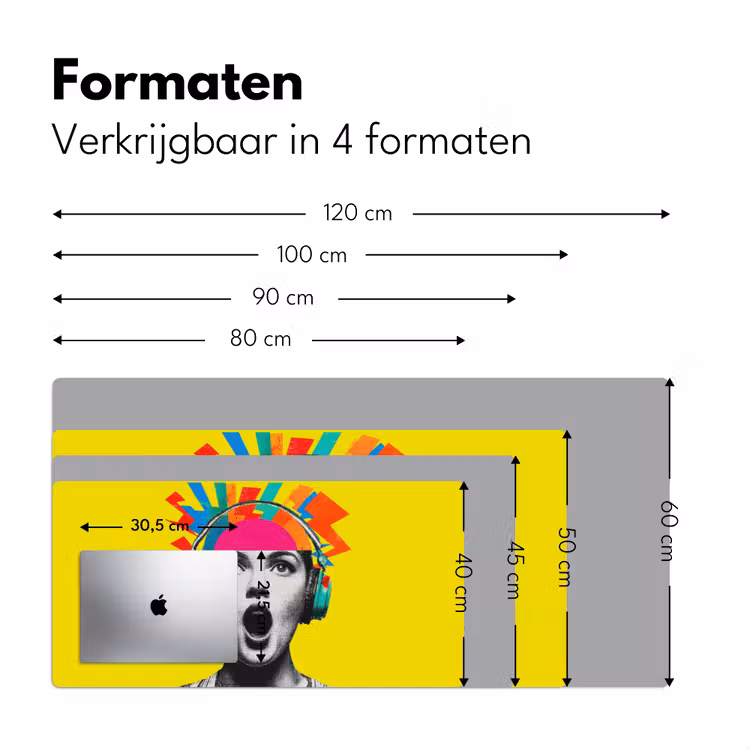 Vrouw - Koptelefoon - Geel Muismat XXL klein -sfeer5