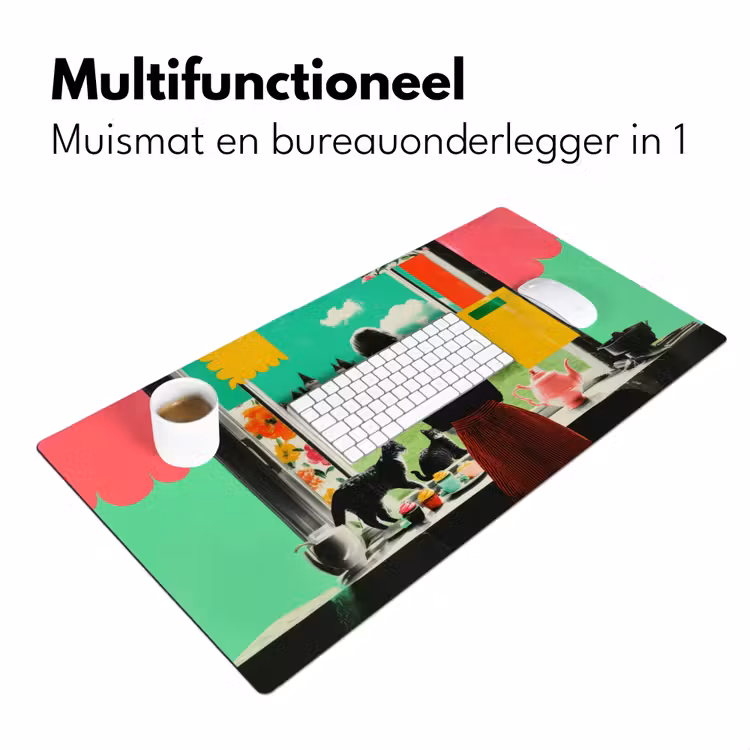 Vrouw - Keuken - Katten - Doorkijk Muismat XXL klein -sfeer4