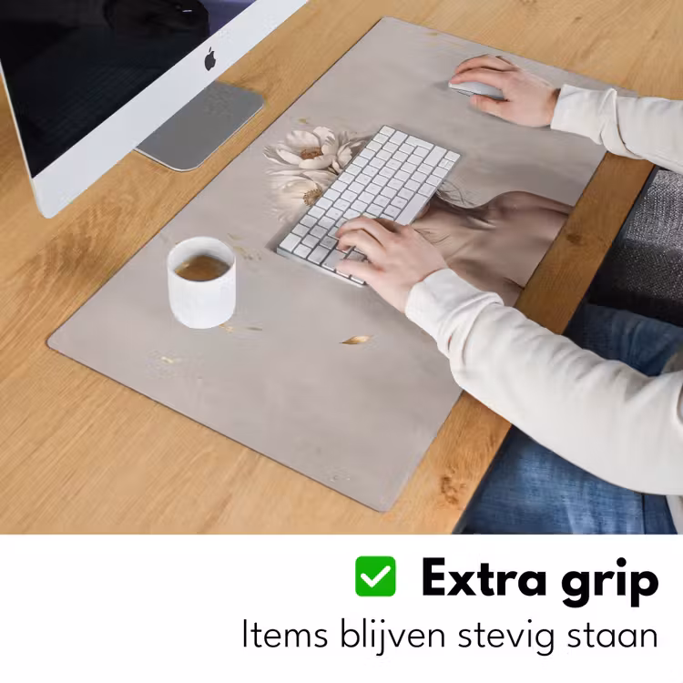 Vrouw - Pioenroos - Wit Muismat XXL klein -sfeer3
