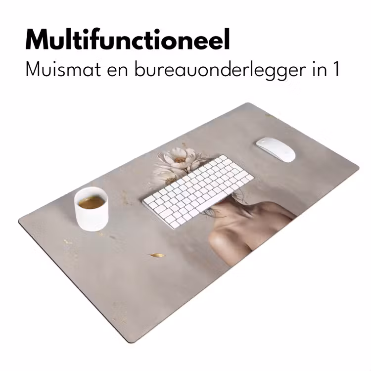 Vrouw - Pioenroos - Wit Muismat XXL klein -sfeer4