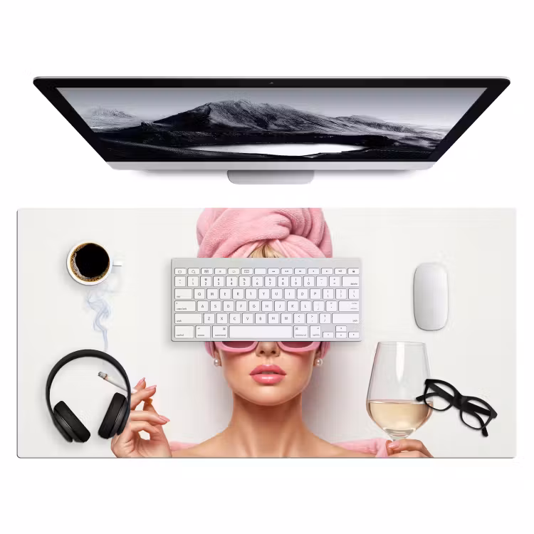Vrouw - Roze - Wijn - Zonnebril Muismat XXL klein -3d