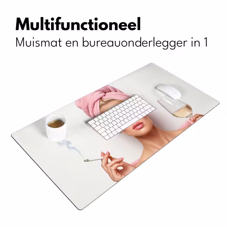Vrouw - Roze - Wijn - Zonnebril Muismat XXL klein -sfeer4