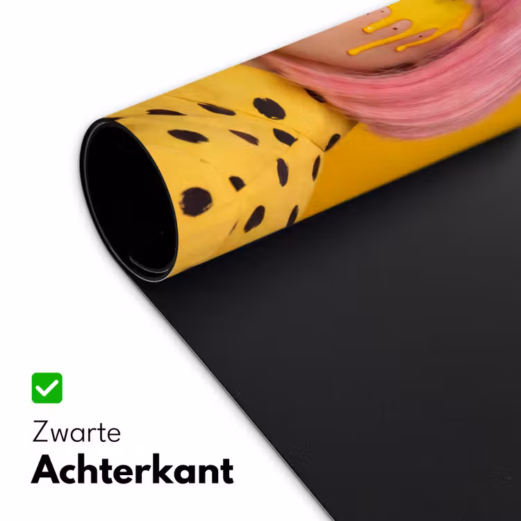 Vrouw - Portret - Abstract - Kleurrijk - Geel Muismat XXL klein -sfeer2