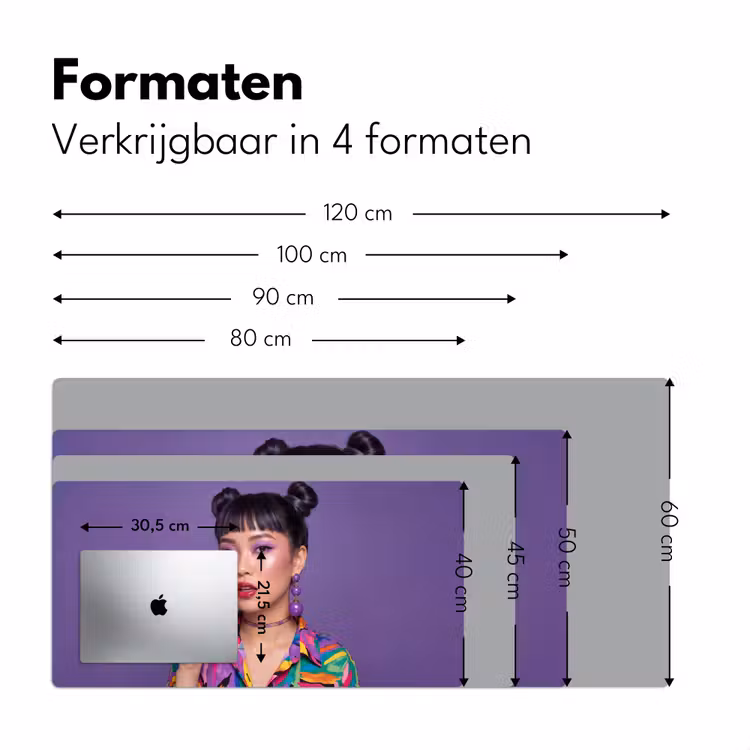 Vrouw - Portret - Make-up - Paars - Levendig Muismat XXL klein -sfeer5