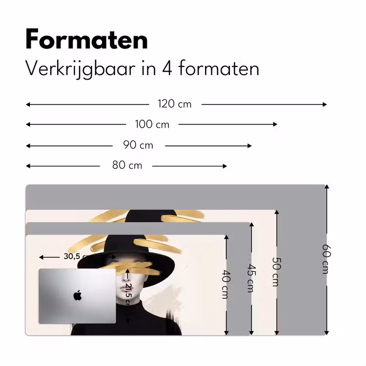 Vrouw - Portret - Modern - Goud - Kunst Muismat XXL klein -sfeer5