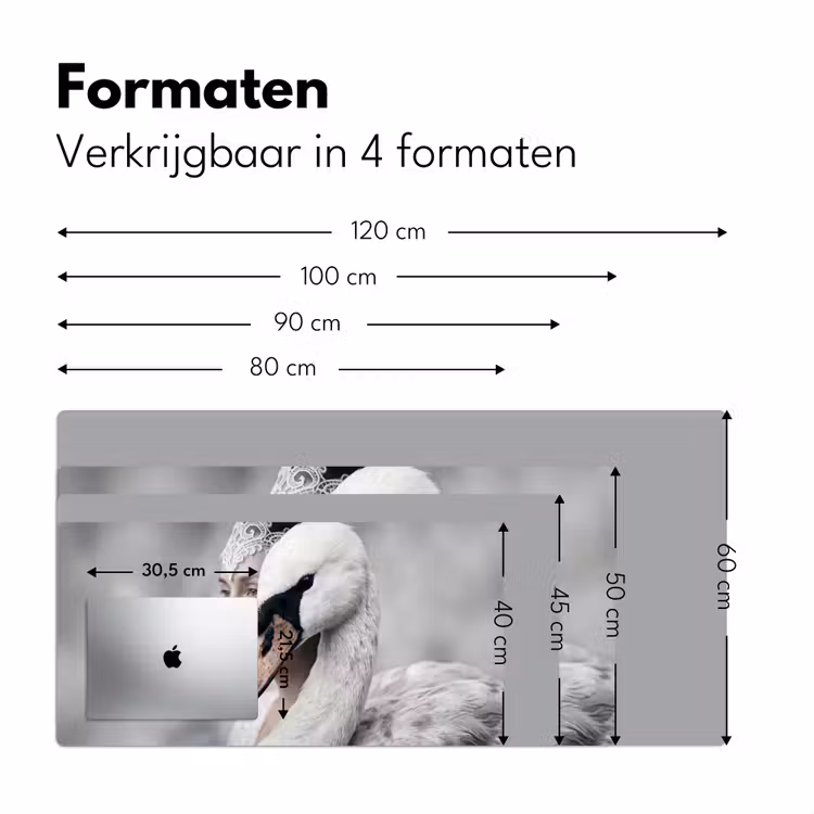 Vrouw - Zwaan - Wit Muismat XXL klein -sfeer5