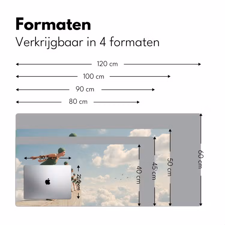Desk Mat - Women - Diving Pose - Clouds - Vrouwen - Duikhouding - Wolken Muismat XXL klein