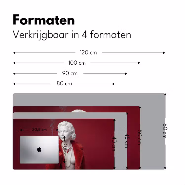 Vrouw - Bontjas - Mode - Klassiek - Rood Muismat XXL klein -sfeer5
