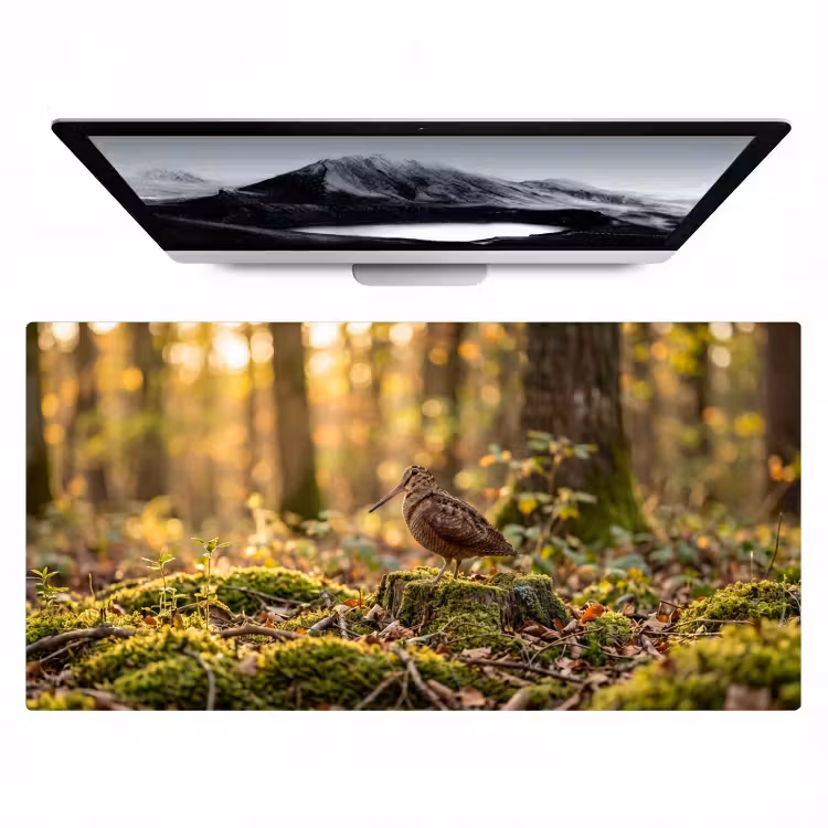 Houtsnip - Bos - Bladeren - Herfst - Gecamoufleerd Muismat XXL klein -zzz3d