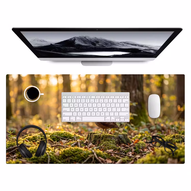 Houtsnip - Bos - Bladeren - Herfst - Gecamoufleerd Muismat XXL klein -3d