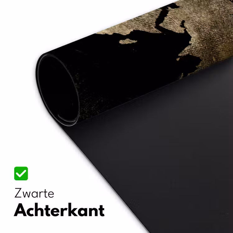 Wereldkaart - Zwart - Goud Muismat XXL klein -sfeer2