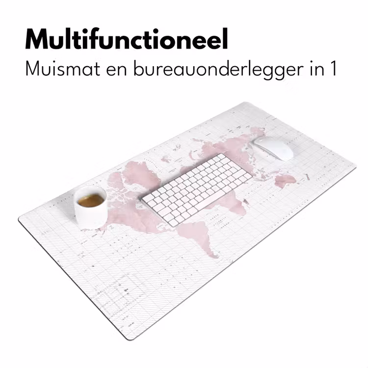 Wereldkaart - Roze - Marmer Muismat XXL klein -sfeer4
