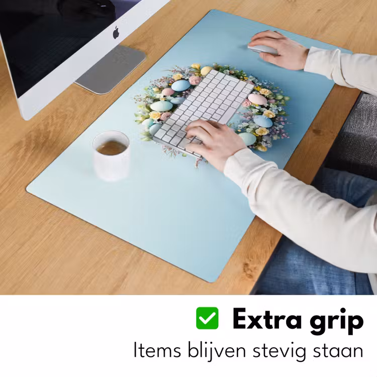 Krans - Eieren - Bloemen Muismat XXL klein -sfeer3