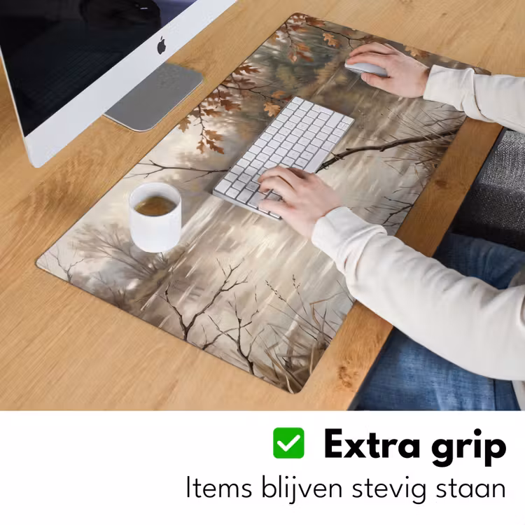 Winterkoninkje - Tak - Rivier - Natuur - Sfeervol Muismat XXL klein -sfeer3