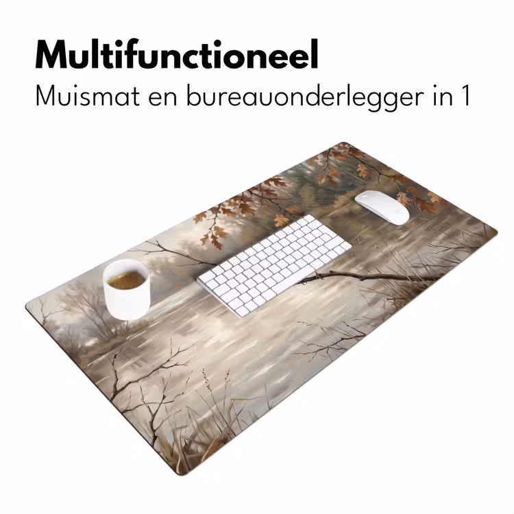 Winterkoninkje - Tak - Rivier - Natuur - Sfeervol Muismat XXL klein -sfeer4