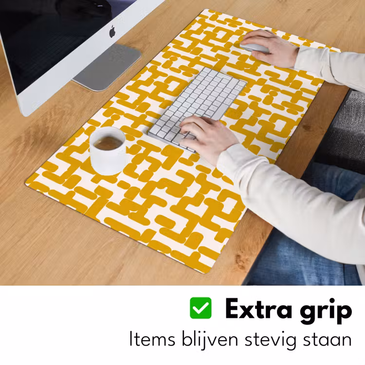 Geel - Beige - Patroon Muismat XXL klein 681 -sfeer3