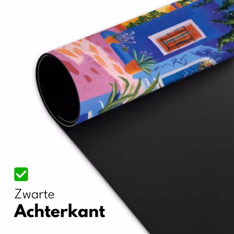 Geel - Blauw - Oranje - Huis Muismat XXL klein -sfeer2
