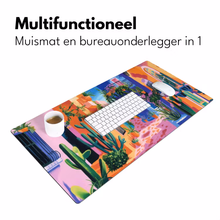 Geel - Blauw - Oranje - Huis Muismat XXL klein -sfeer4