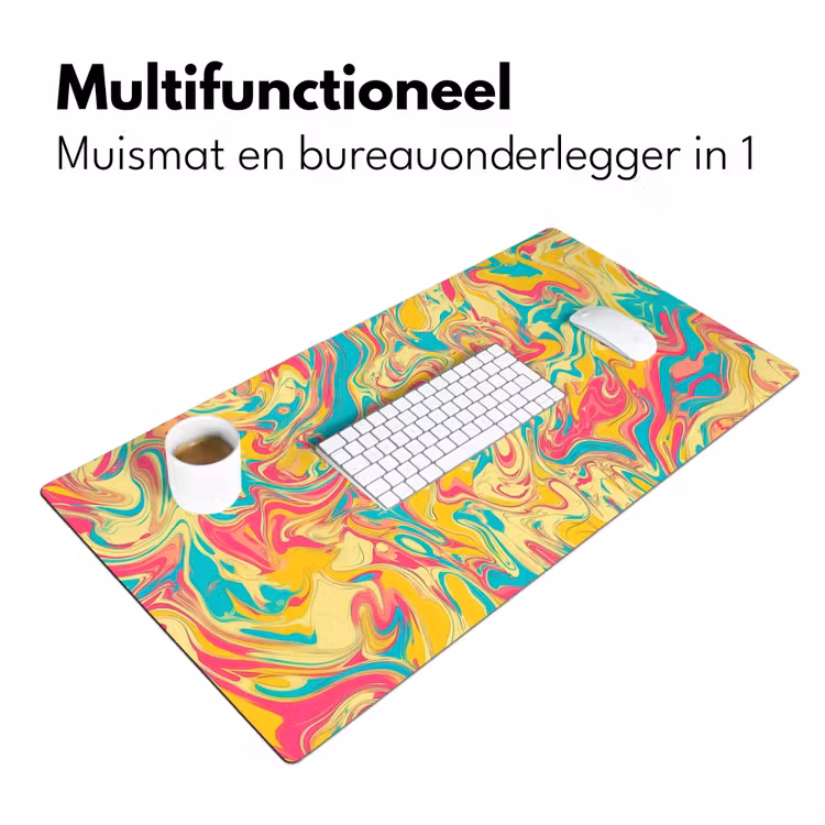 Geel - Roze - Blauw - Retro Muismat XXL klein -sfeer4