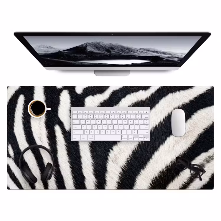 Zebra - Vacht - Klassiek - Zwart - Wit Muismat XXL klein -3d