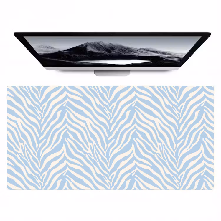 Zebra - Motief - Blauw - Wit Muismat XXL klein 681 -zzz3d