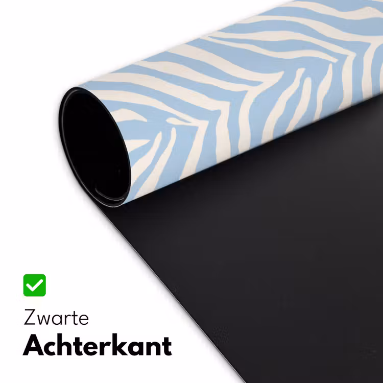 Zebra - Motief - Blauw - Wit Muismat XXL klein 681 -sfeer2