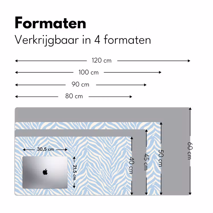 Zebra - Motief - Blauw - Wit Muismat XXL klein 681 -sfeer5