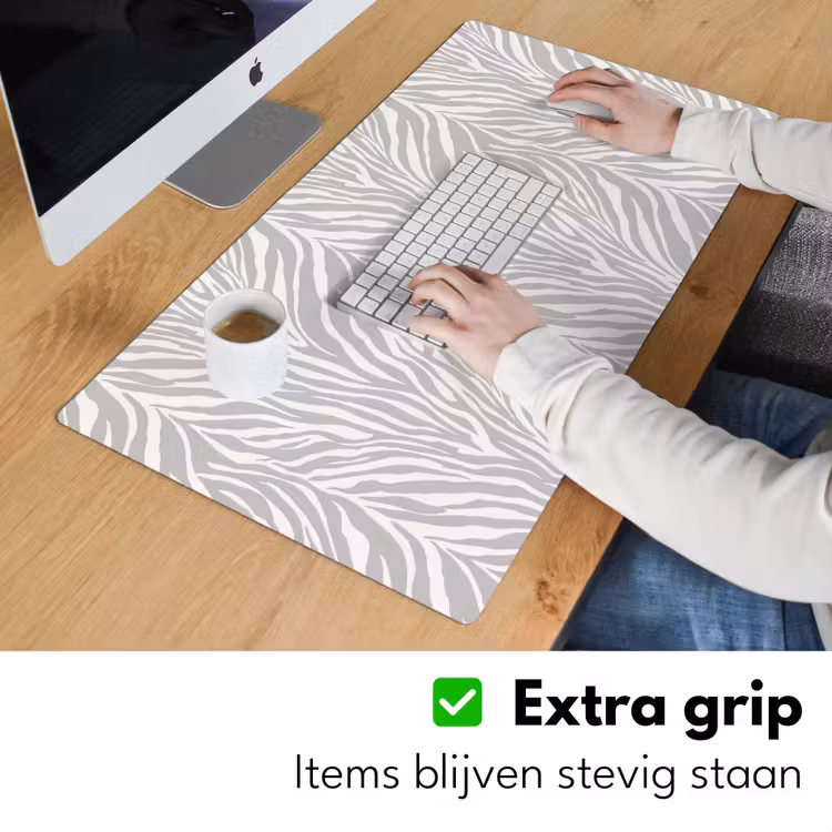 Zebra - Motief - Grijs Muismat XXL klein 681 -sfeer3