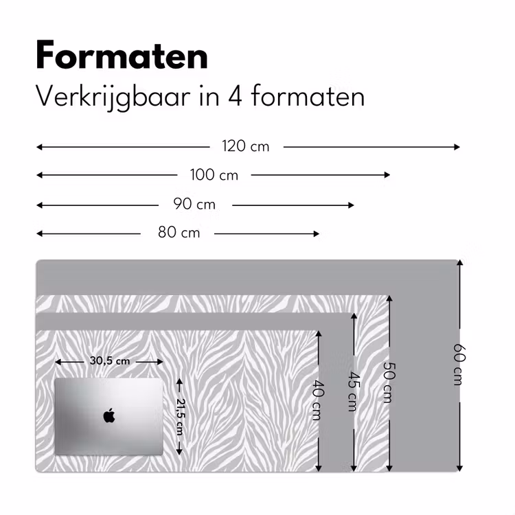 Zebra - Motief - Grijs Muismat XXL klein 681 -sfeer5
