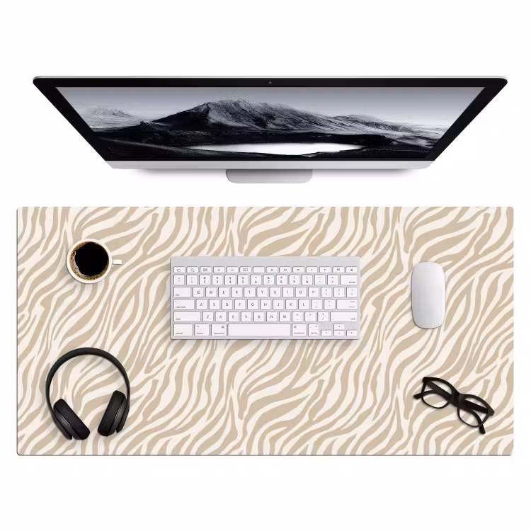 Zebra - Patroon - Beige Muismat XXL klein 681 -3d