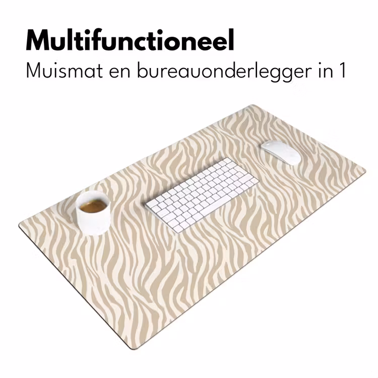 Zebra - Patroon - Beige Muismat XXL klein 681 -sfeer4
