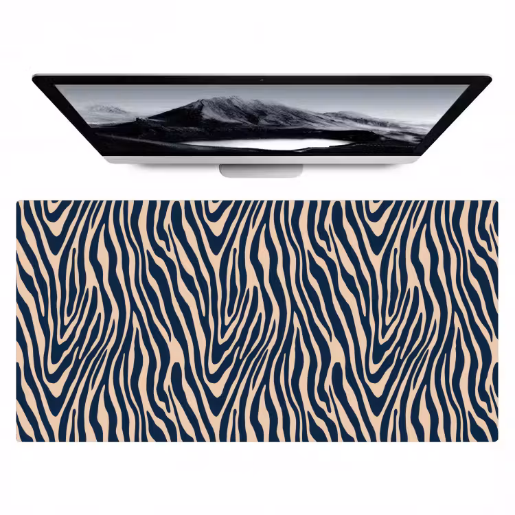 Zebra - Patroon - Blauw - Beige Muismat XXL klein 681 -zzz3d