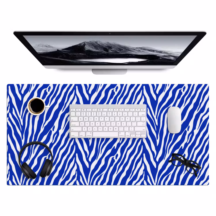 Zebra - Patroon - Kobalt - Blauw Muismat XXL klein 681 -3d