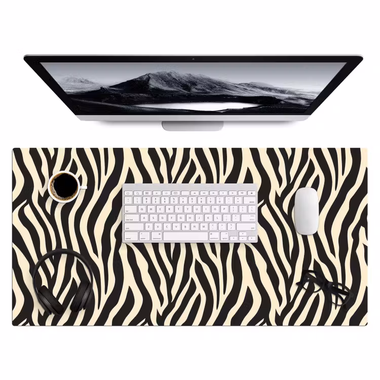Zebra - Print - Klassiek - Zwart Muismat XXL klein 681 -3d