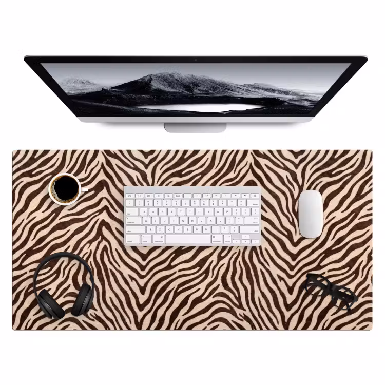 Zebra - Strepen - Bruin Muismat XXL klein -3d