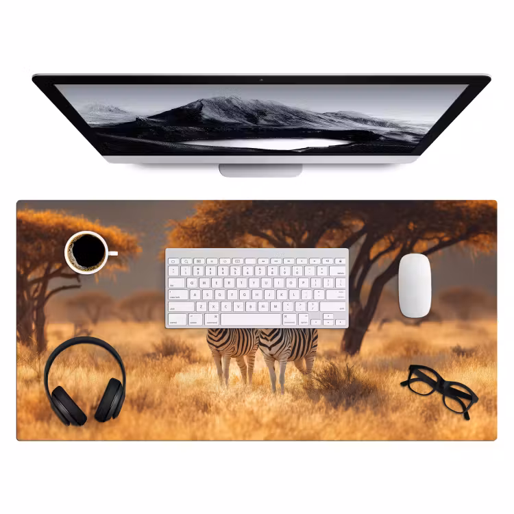 Zebra's - Savannelandschap - Gras Muismat XXL klein -3d