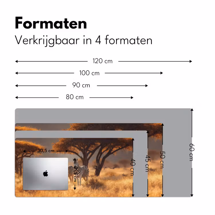 Zebra's - Savannelandschap - Gras Muismat XXL klein -sfeer5