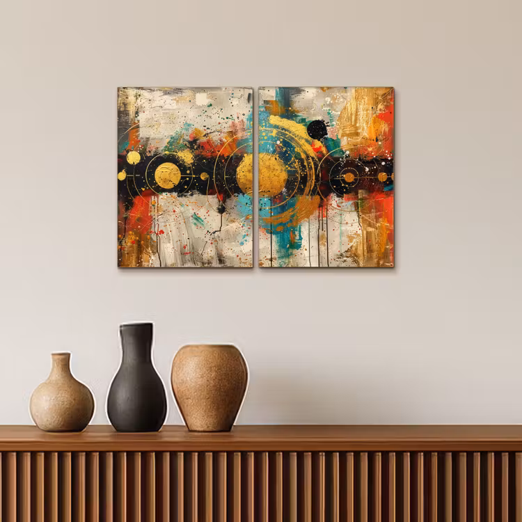 Abstract - Goud - Vormen Canvas - Meerluiken 2 luik klein -sfeer3