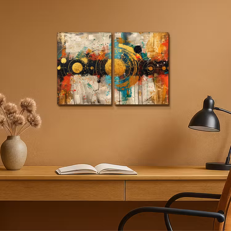 Abstract - Goud - Vormen Canvas - Meerluiken 2 luik klein -sfeer5