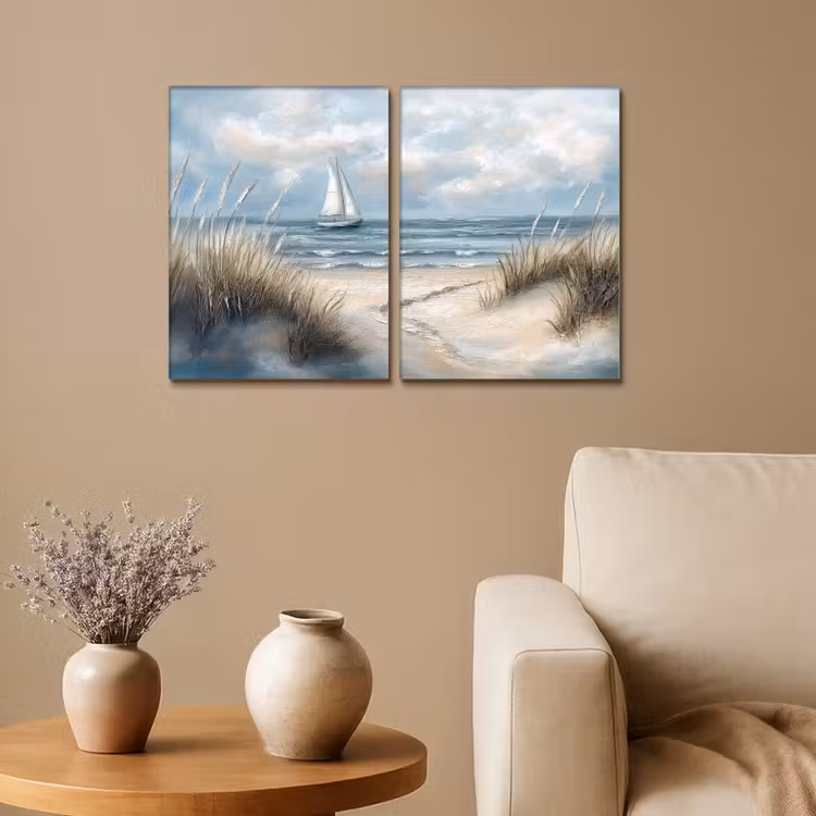 Strand - Verf - Natuur - Boot Canvas - Meerluiken 2 luik klein -sfeer1