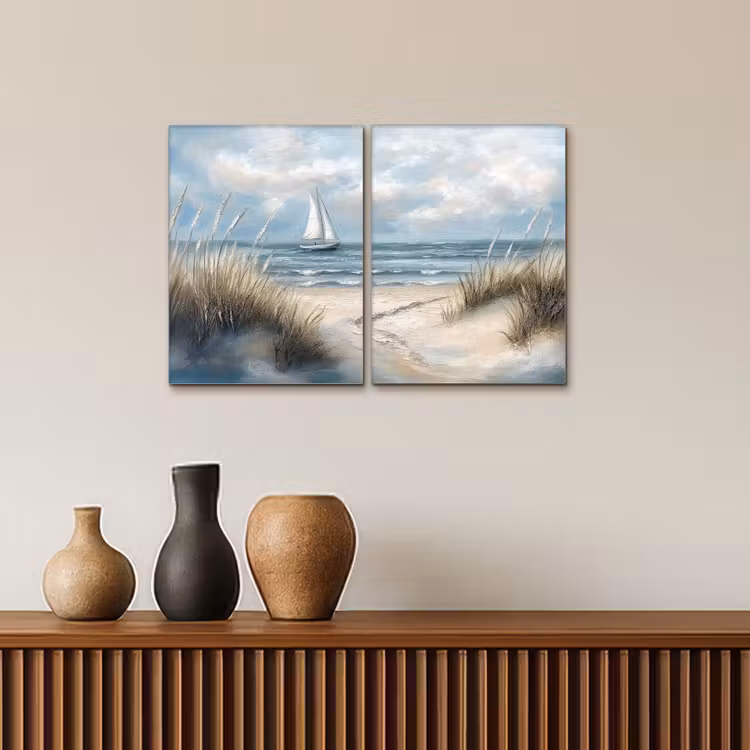 Strand - Verf - Natuur - Boot Canvas - Meerluiken 2 luik klein -sfeer3