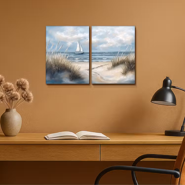 Strand - Verf - Natuur - Boot Canvas - Meerluiken 2 luik klein -sfeer5
