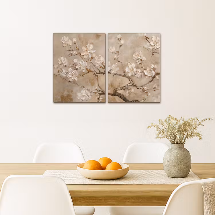 Beige - Bloesem - Modern Canvas - Meerluiken 2 luik klein -sfeer4