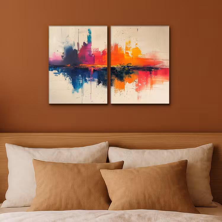 Kleurrijk - Abstract - Verflook - Modern Canvas - Meerluiken 2 luik klein -sfeer2