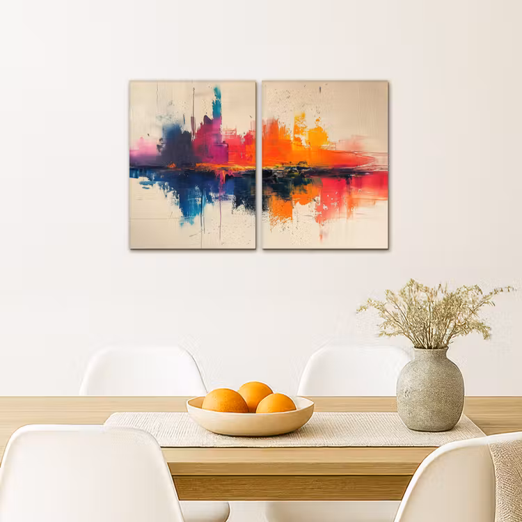 Kleurrijk - Abstract - Verflook - Modern Canvas - Meerluiken 2 luik klein -sfeer4