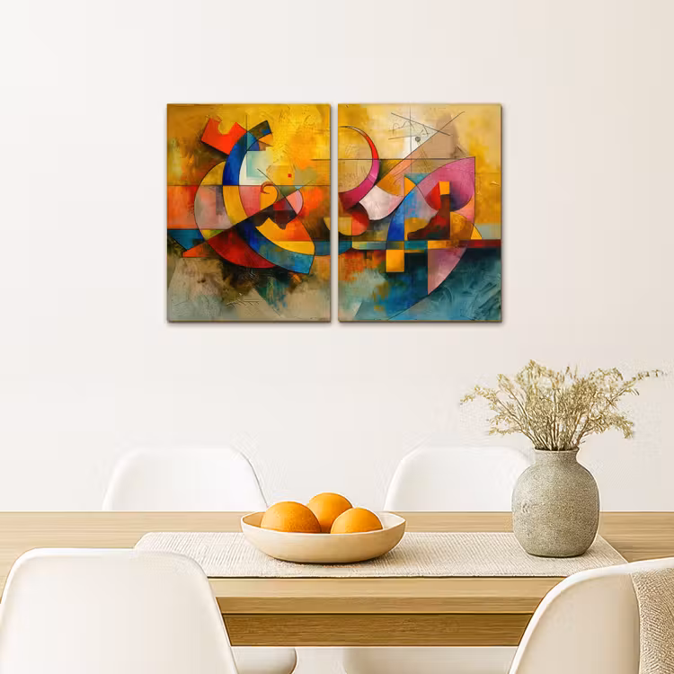Kleurrijk - Geometrisch - Abstract Canvas - Meerluiken 2 luik klein -sfeer4