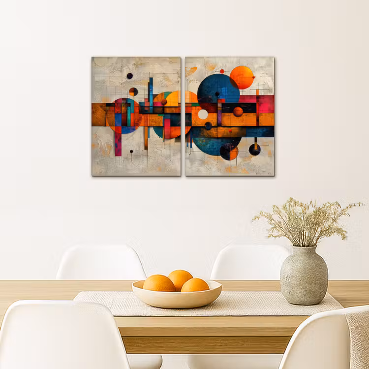 Kleurrijk - Geometrisch - Abstract - Aesthetic Canvas - Meerluiken 2 luik klein -sfeer4