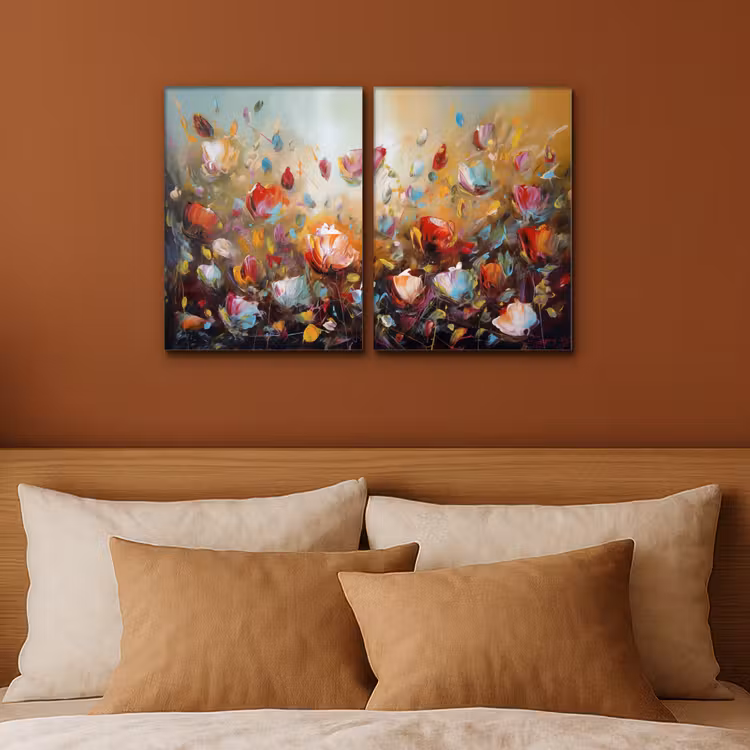 Bloemen - Abstract - Verflook - Kleurrijk Canvas - Meerluiken 2 luik klein -sfeer2